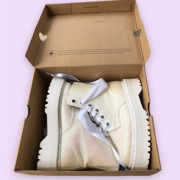 Doc Martens Molly White Glitter Platforms - Picture 2 of 4